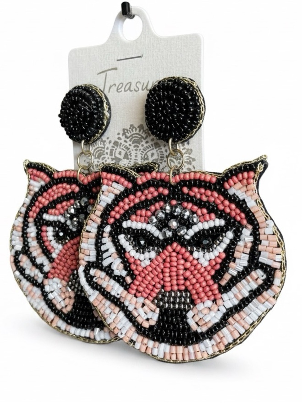 Beaded Tiger Hair Clips in‎ Pink and Black